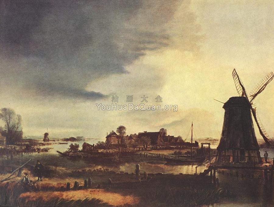 Landscape with Windmill - 阿尔特·范·德·内尔
